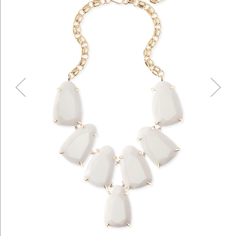 Kendra Scott White Statement Bib Necklace with Gold Chain